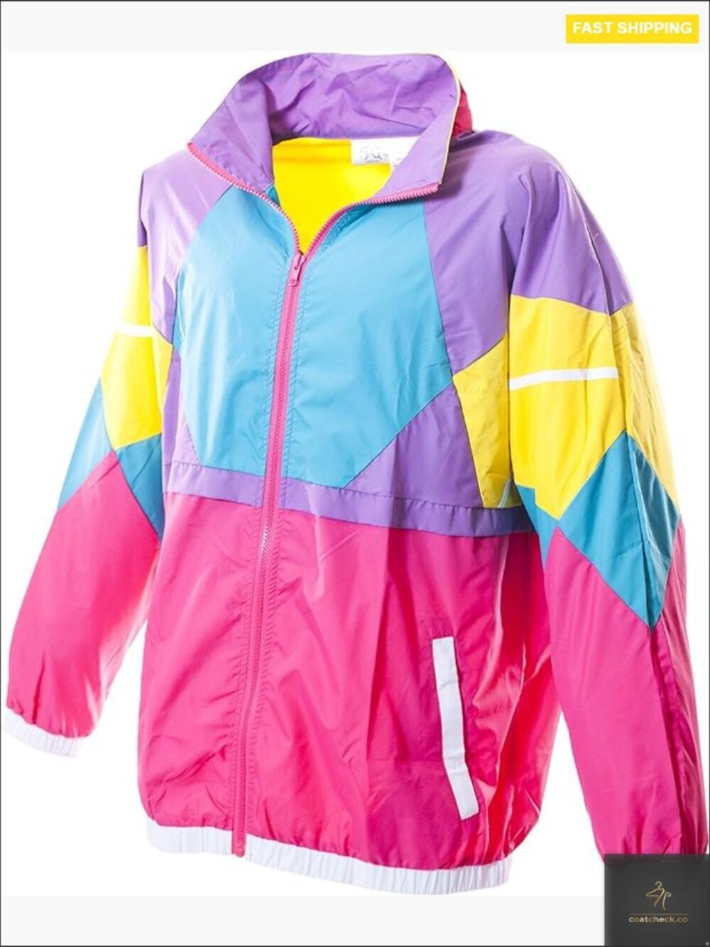 Retro Windbreaker Jacket Lightweight Nylon Zip-Up 80s 90s Unisex Baggy Fit